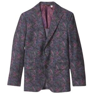 Robert Graham Vettel Floral Sports Blazer SZ 44R Grey Purple Luxury $698 NWT